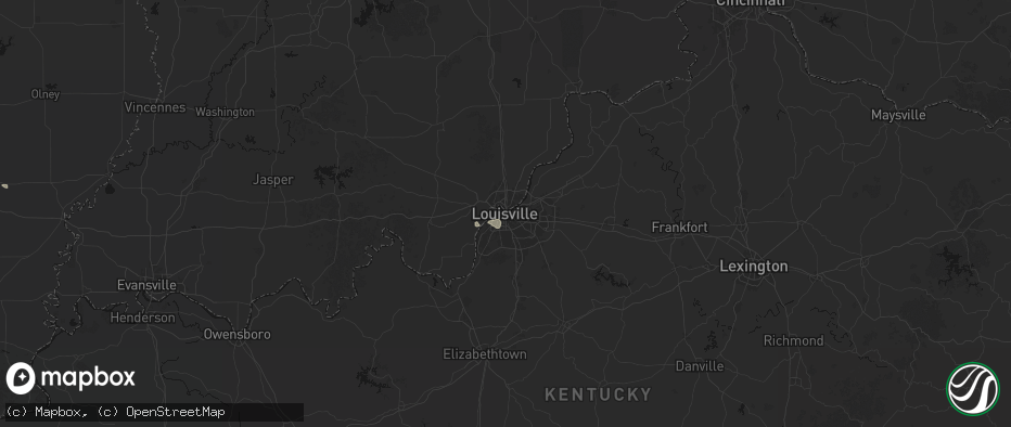 Hail map in Louisville, KY on July 8, 2026