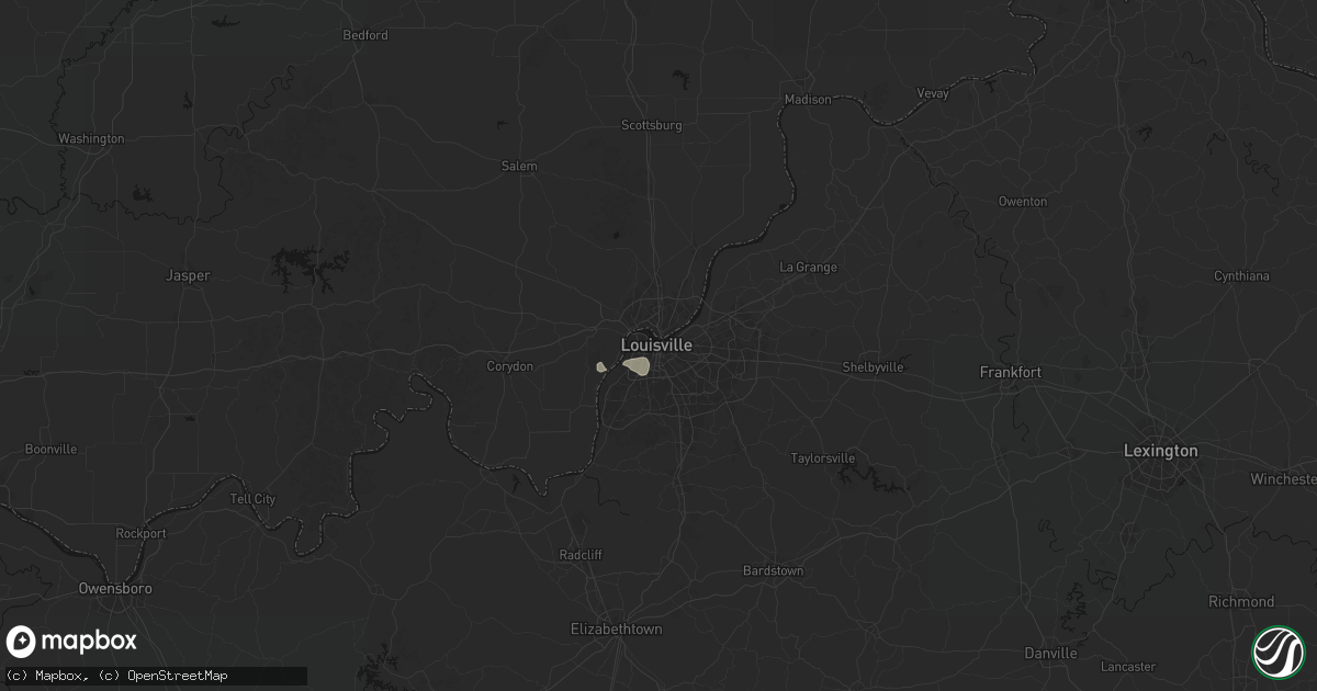 Hail map in Louisville, KY on July 8, 2026