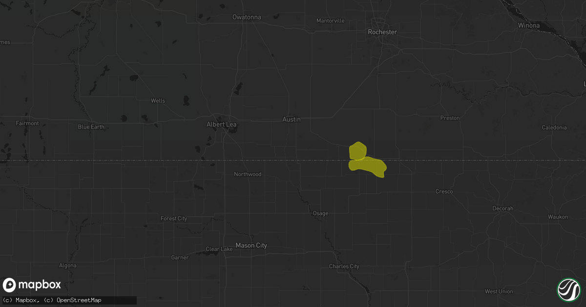 Hail map in Lyle, MN on July 8, 2026