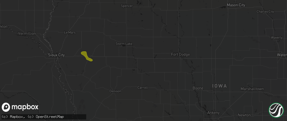 Hail map in Lytton, IA on July 8, 2026
