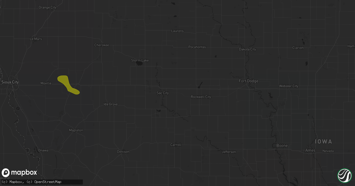 Hail map in Lytton, IA on July 8, 2026