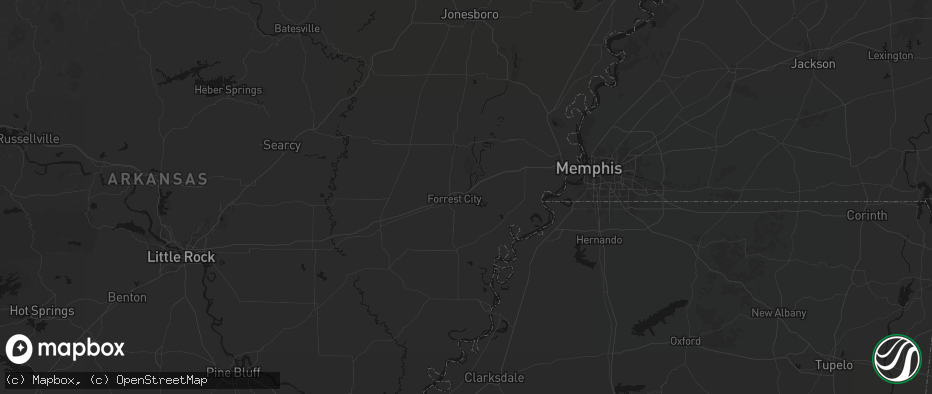 Hail map in Madison, AR on July 8, 2026