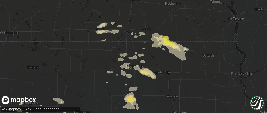 Hail map in Manly, IA on July 8, 2026