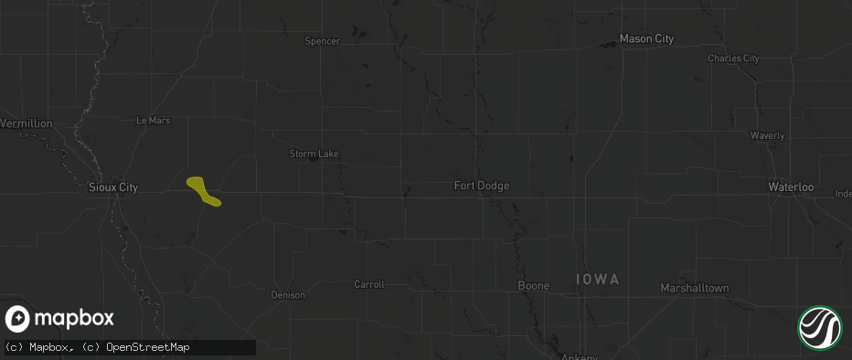 Hail map in Manson, IA on July 8, 2026