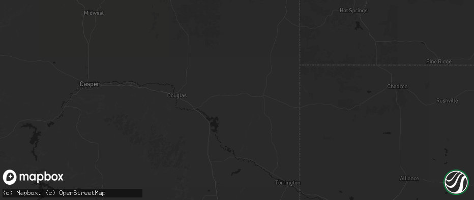 Hail map in Manville, WY on July 8, 2026