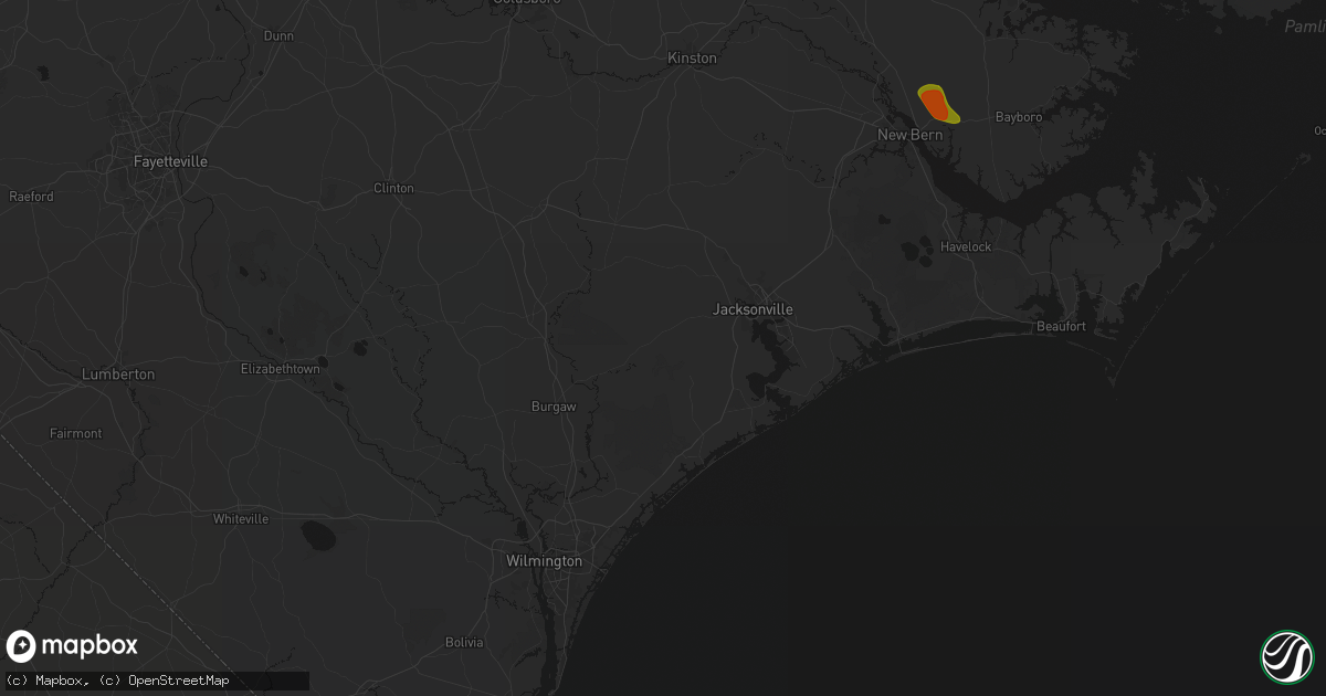 Hail map in Maple Hill, NC on July 8, 2026