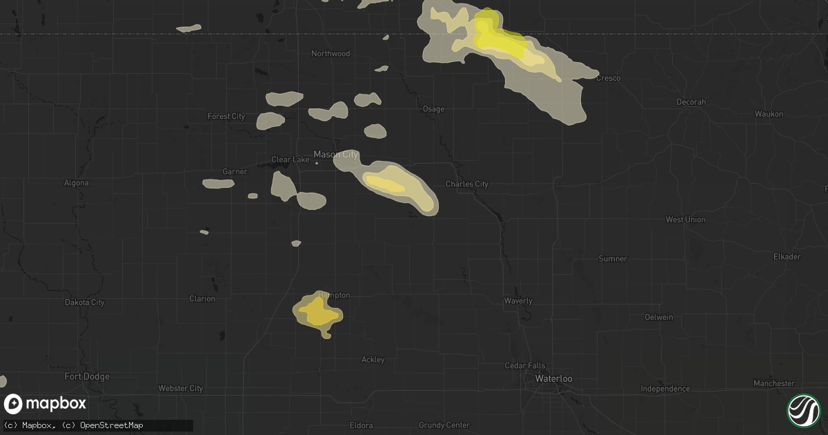 Hail map in Marble Rock, IA on July 8, 2026