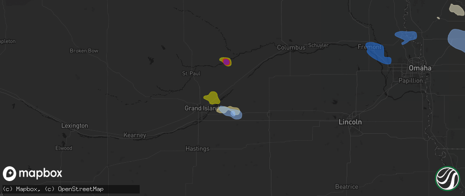 Hail map in Marquette, NE on July 8, 2026