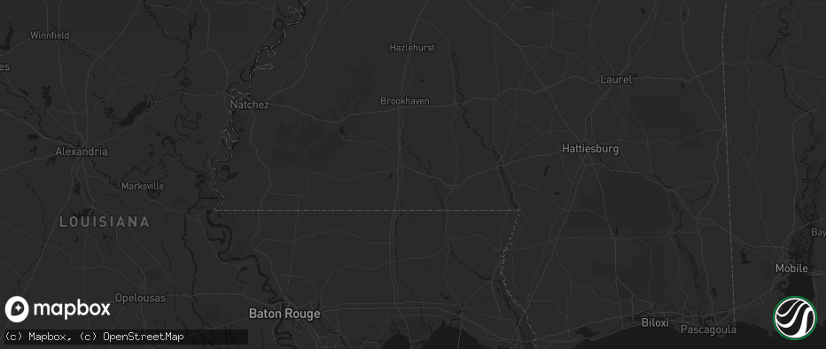 Hail map in Mccomb, MS on July 8, 2026