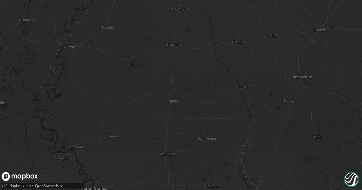 Hail map in Mccomb, MS on July 8, 2026