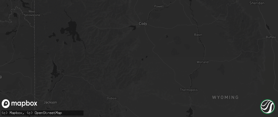 Hail map in Meeteetse, WY on July 8, 2026