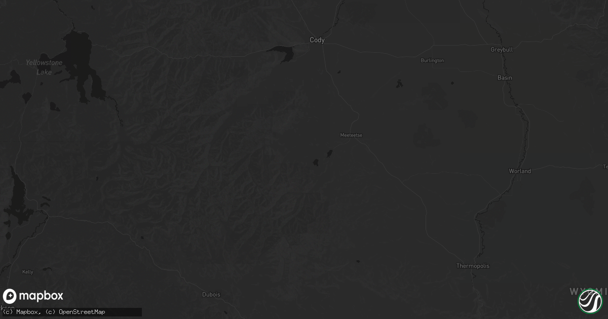 Hail map in Meeteetse, WY on July 8, 2026
