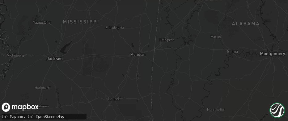 Hail map in Meridian, MS on July 8, 2026