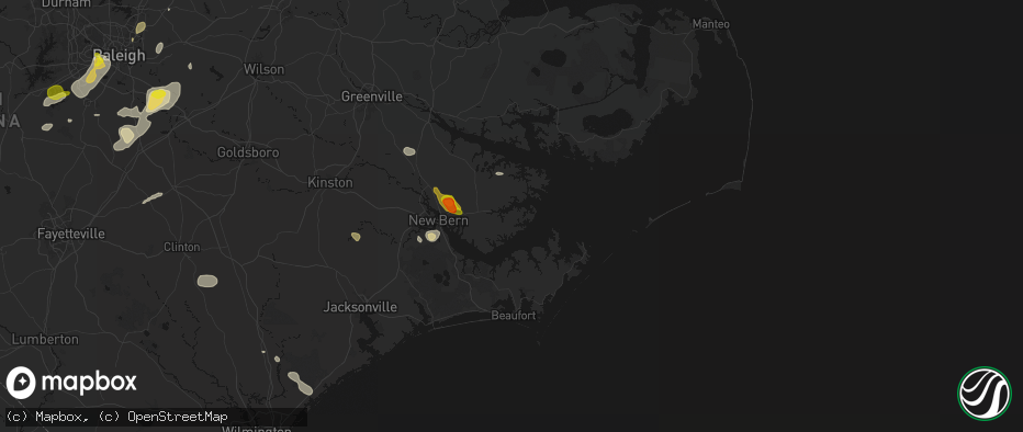 Hail map in Merritt, NC on July 8, 2026
