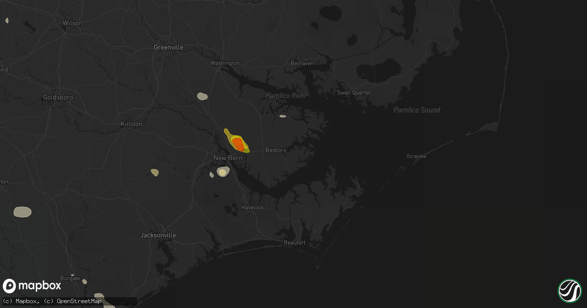 Hail map in Merritt, NC on July 8, 2026