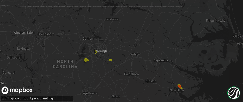 Hail map in Middlesex, NC on July 8, 2026