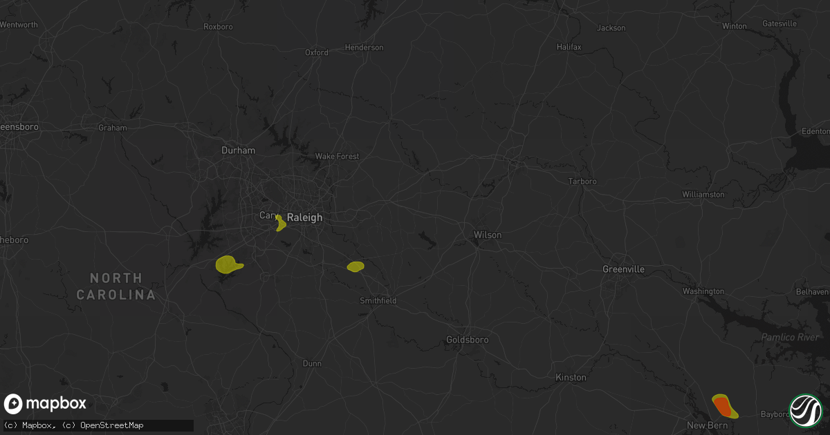 Hail map in Middlesex, NC on July 8, 2026