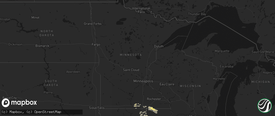 Hail map in Minnesota on July 8, 2026