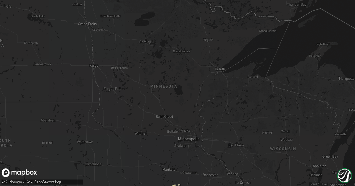 Hail map in Minnesota on July 8, 2026