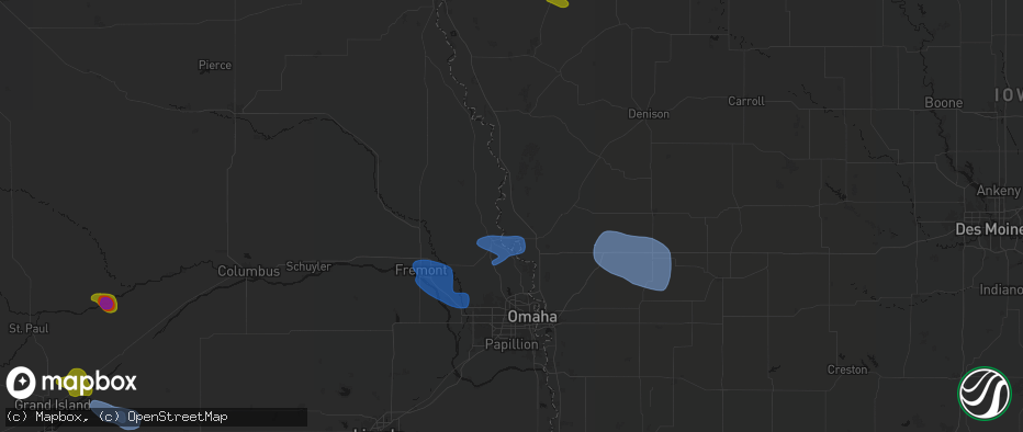 Hail map in Modale, IA on July 8, 2026