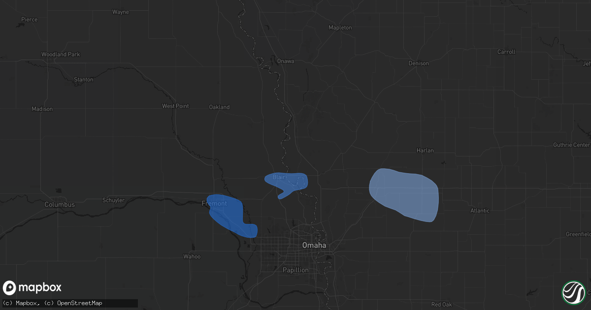 Hail map in Modale, IA on July 8, 2026