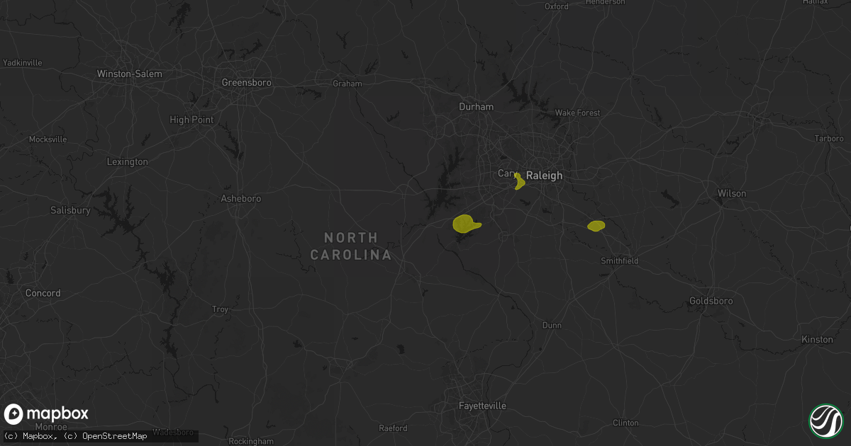 Hail map in Moncure, NC on July 8, 2026