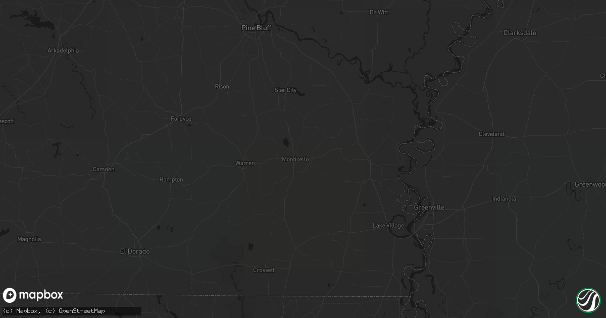 Hail map in Monticello, AR on July 8, 2026