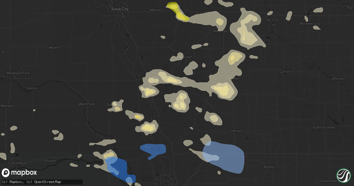 Hail map in Moorhead, IA on July 8, 2026