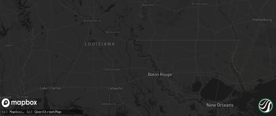 Hail map in Morganza, LA on July 8, 2026