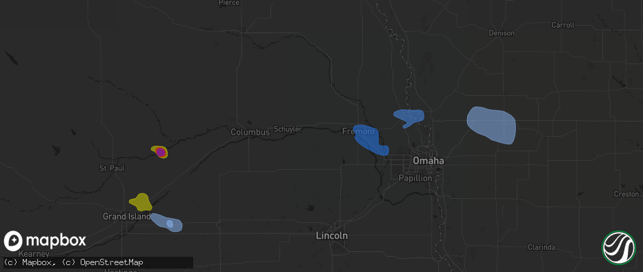Hail map in Morse Bluff, NE on July 8, 2026