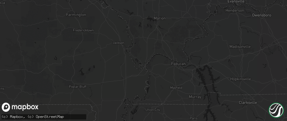Hail map in Mounds, IL on July 8, 2026