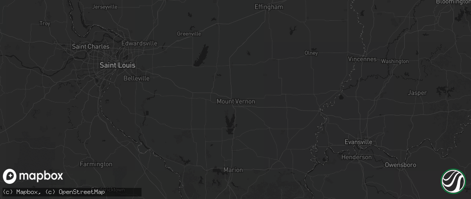 Hail map in Mount Vernon, IL on July 8, 2026