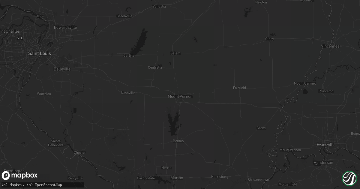 Hail map in Mount Vernon, IL on July 8, 2026