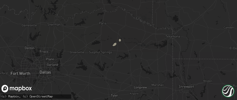 Hail map in Mount Vernon, TX on July 8, 2026