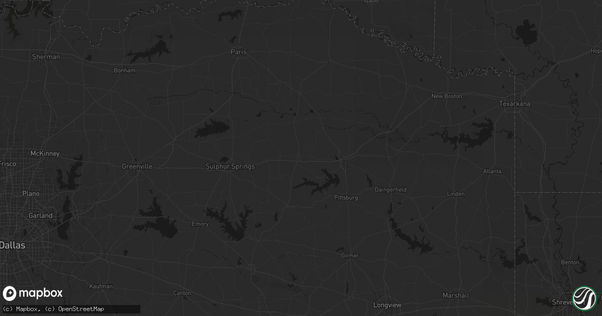 Hail map in Mount Vernon, TX on July 8, 2026