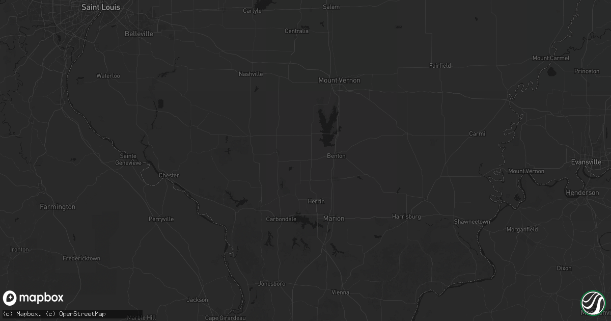 Hail map in Mulkeytown, IL on July 8, 2026