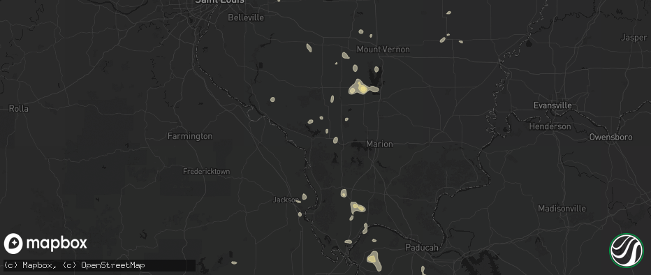 Hail map in Murphysboro, IL on July 8, 2026