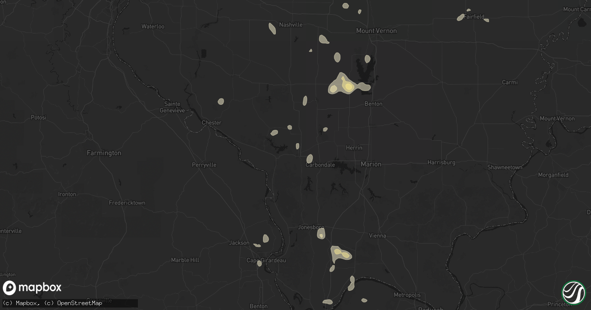 Hail map in Murphysboro, IL on July 8, 2026