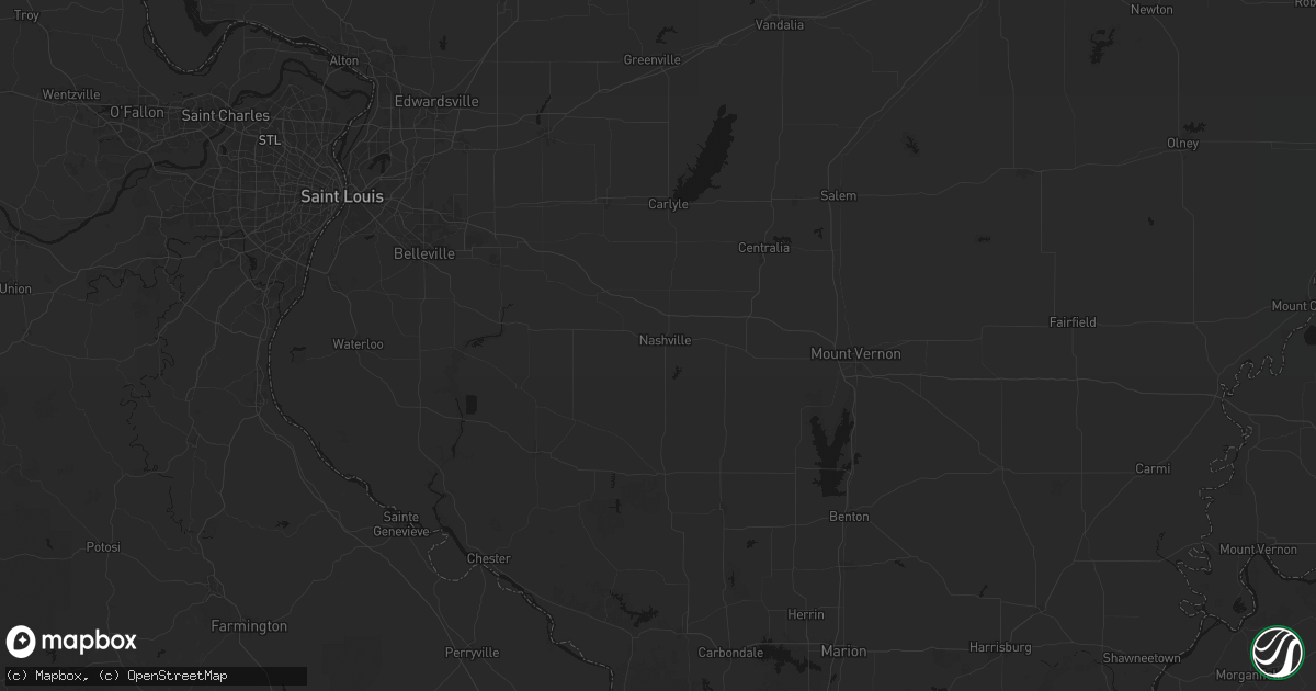 Hail map in Nashville, IL on July 8, 2026