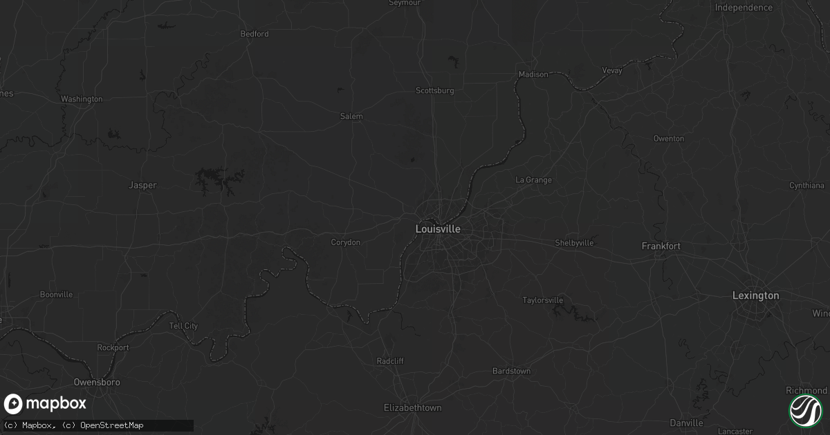 Hail map in New Albany, IN on July 8, 2026