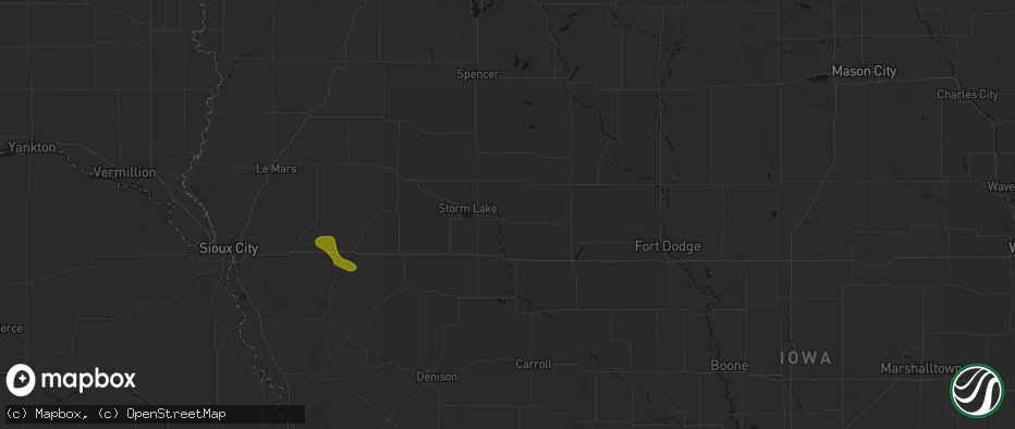 Hail map in Newell, IA on July 8, 2026