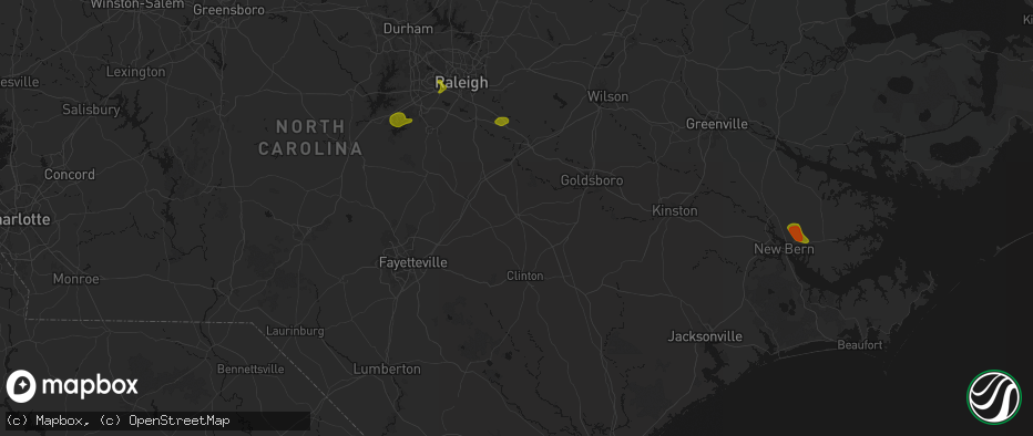 Hail map in Newton Grove, NC on July 8, 2026