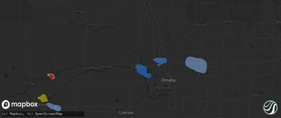 Hail map in Nickerson, NE on July 8, 2026