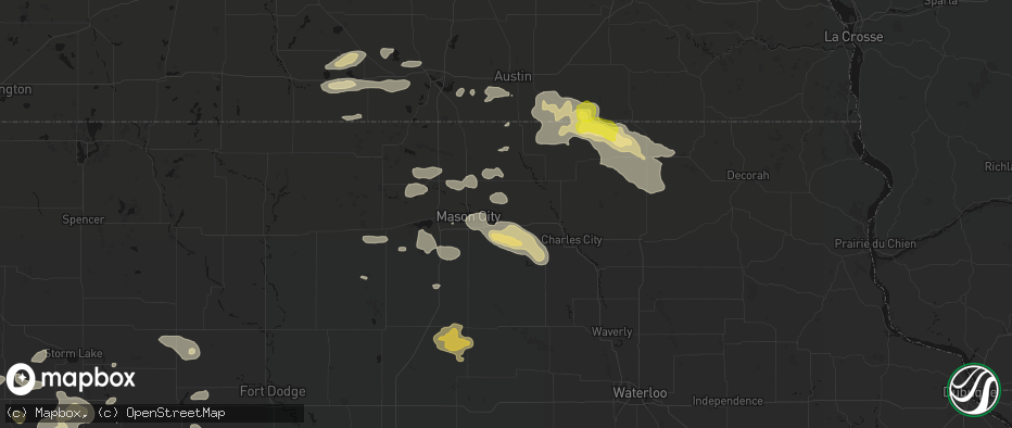 Hail map in Nora Springs, IA on July 8, 2026