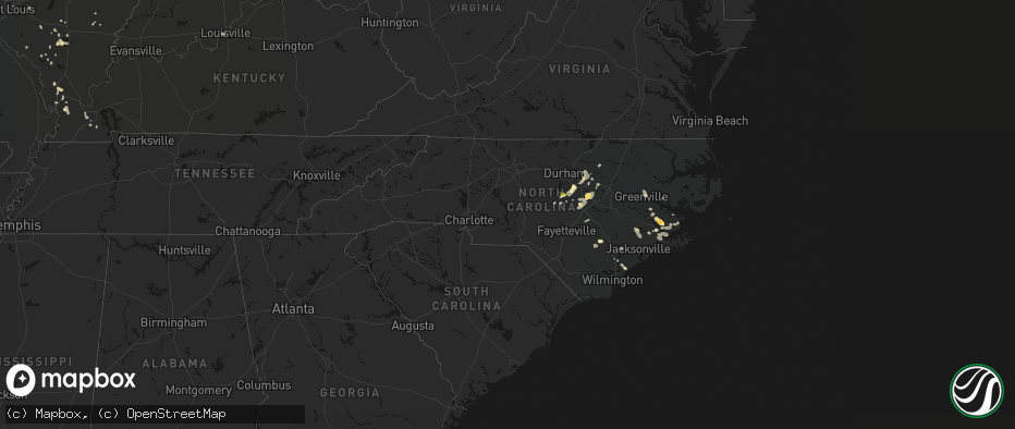 Hail map in North Carolina on July 8, 2026