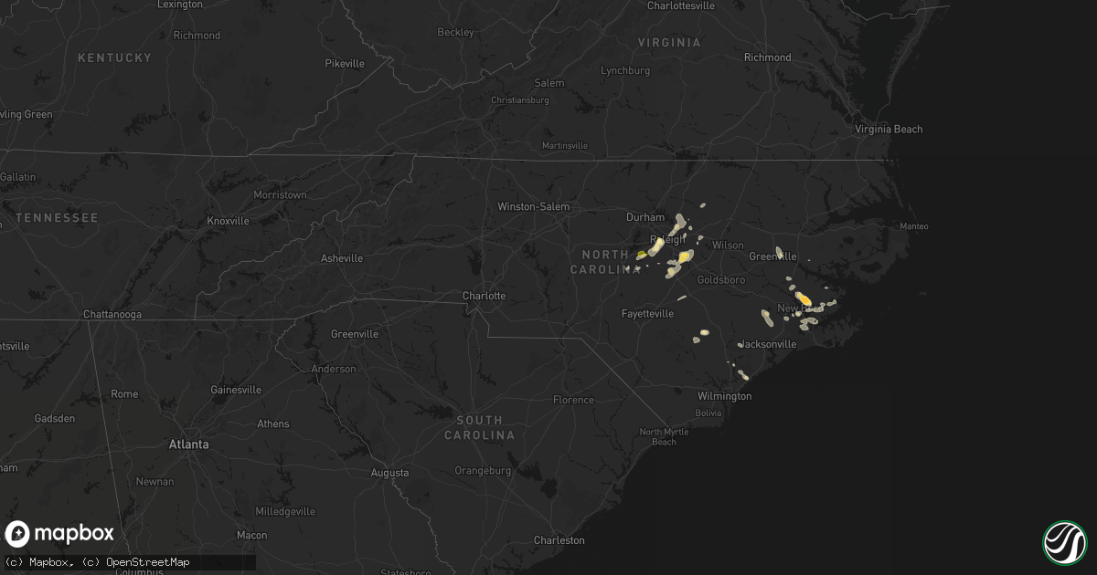 Hail map in North Carolina on July 8, 2026