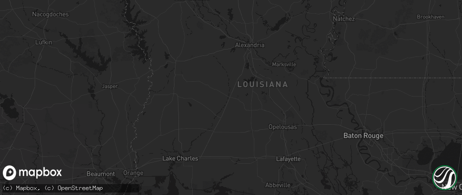 Hail map in Oakdale, LA on July 8, 2026