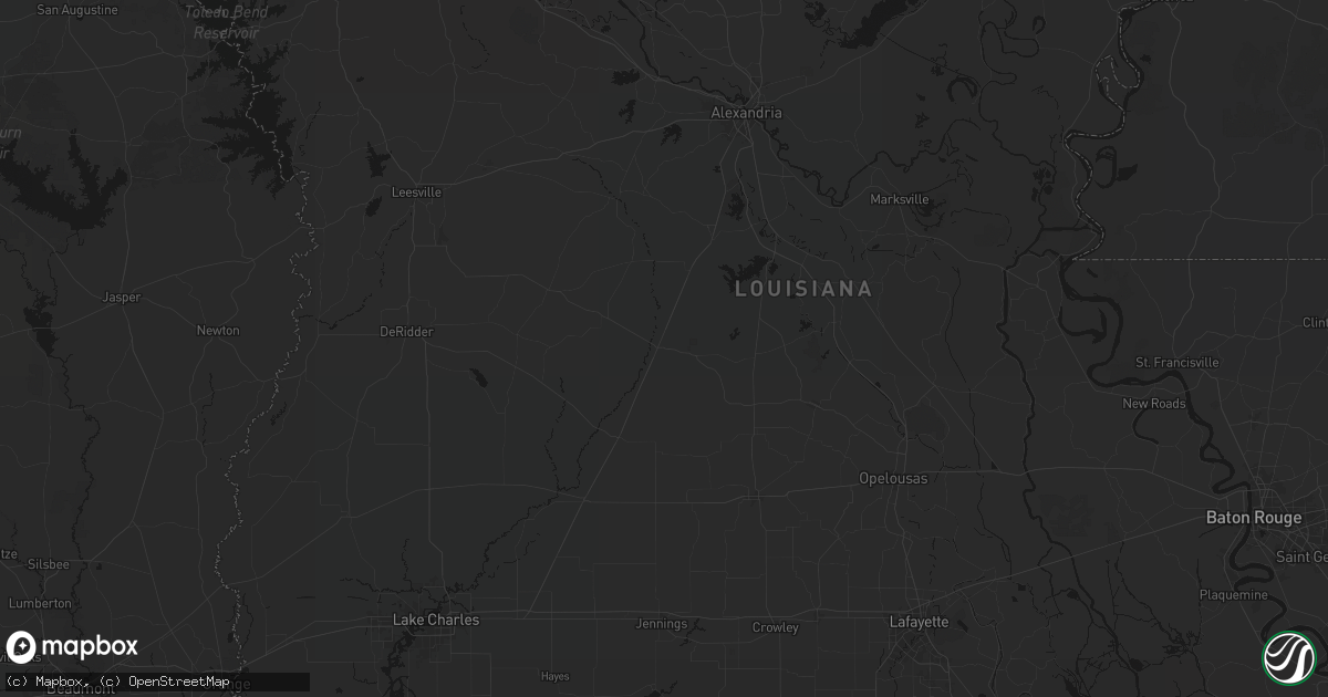Hail map in Oakdale, LA on July 8, 2026