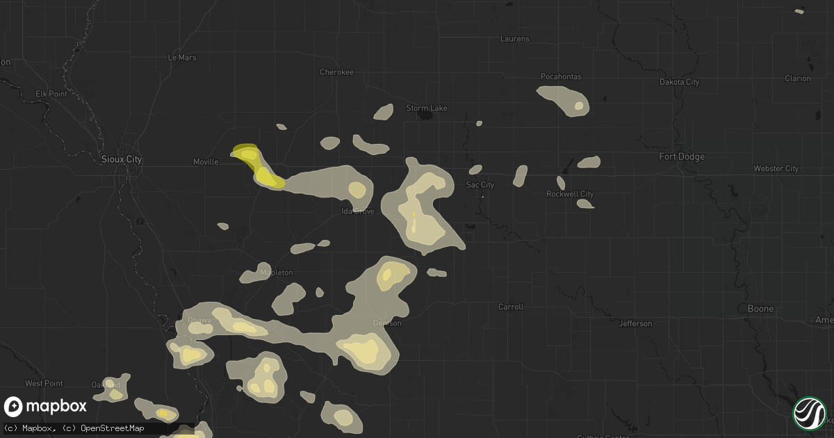 Hail map in Odebolt, IA on July 8, 2026