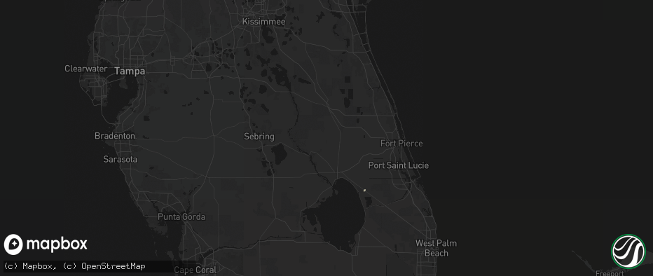 Hail map in Okeechobee, FL on July 8, 2026